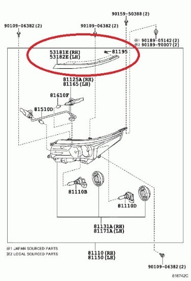 Cover Head Light LH NZE-170